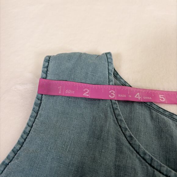 Sigrid Olsen 100% Linen Green Sleeveless Tank Top XL Buttons Up the Back Charity - Picture 5 of 8
